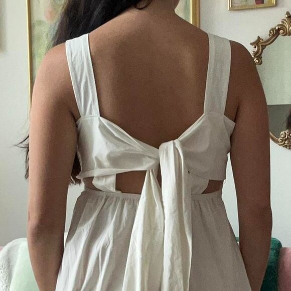 White Cotton Flowy Milk Maid Dress - Picture 3 of 5